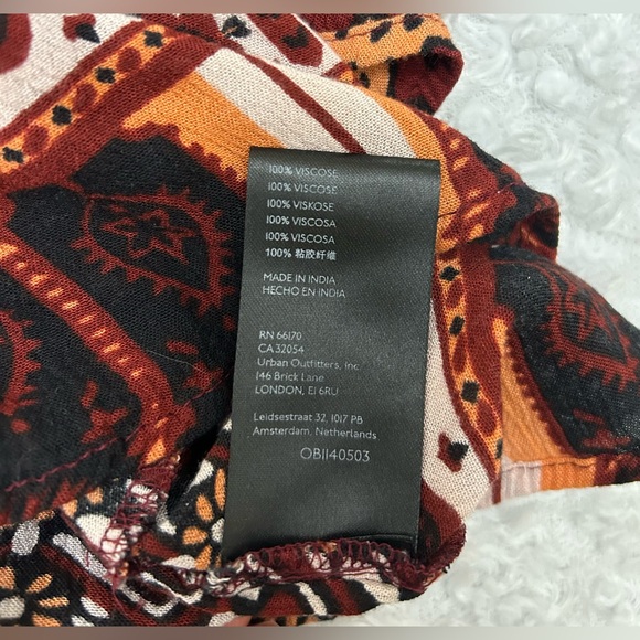 Free People Size XL Rosalie Bell Sleeve Faux Wrap Boho Top Coral Combo Blouse - Picture 12 of 16